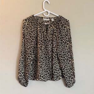 Lord & Taylor Leopard Print Blouse 100% Silk Size 6